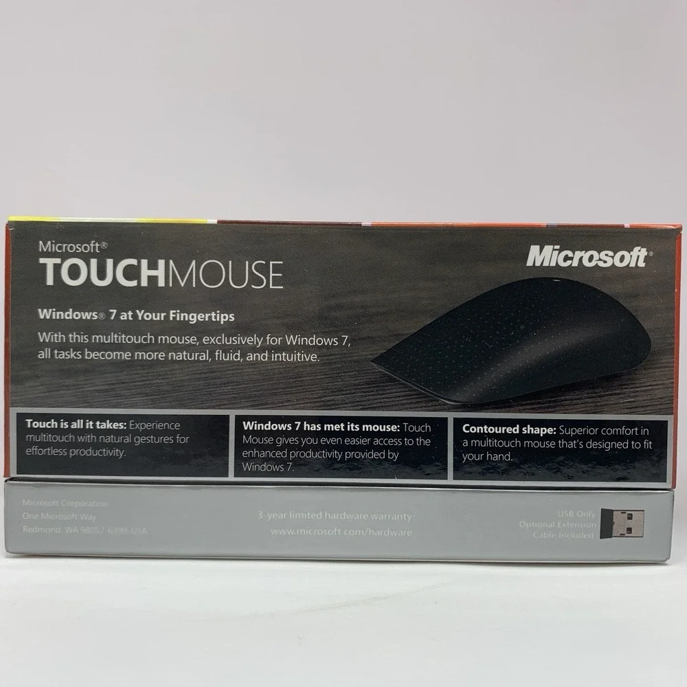 Microsoft Touch Mouse Black 1459, 1447 w Dongle, Cord New Open Box Windows 7